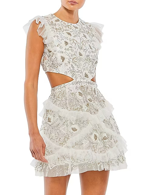 Embroidered Cut-Out Minidress | Saks Fifth Avenue