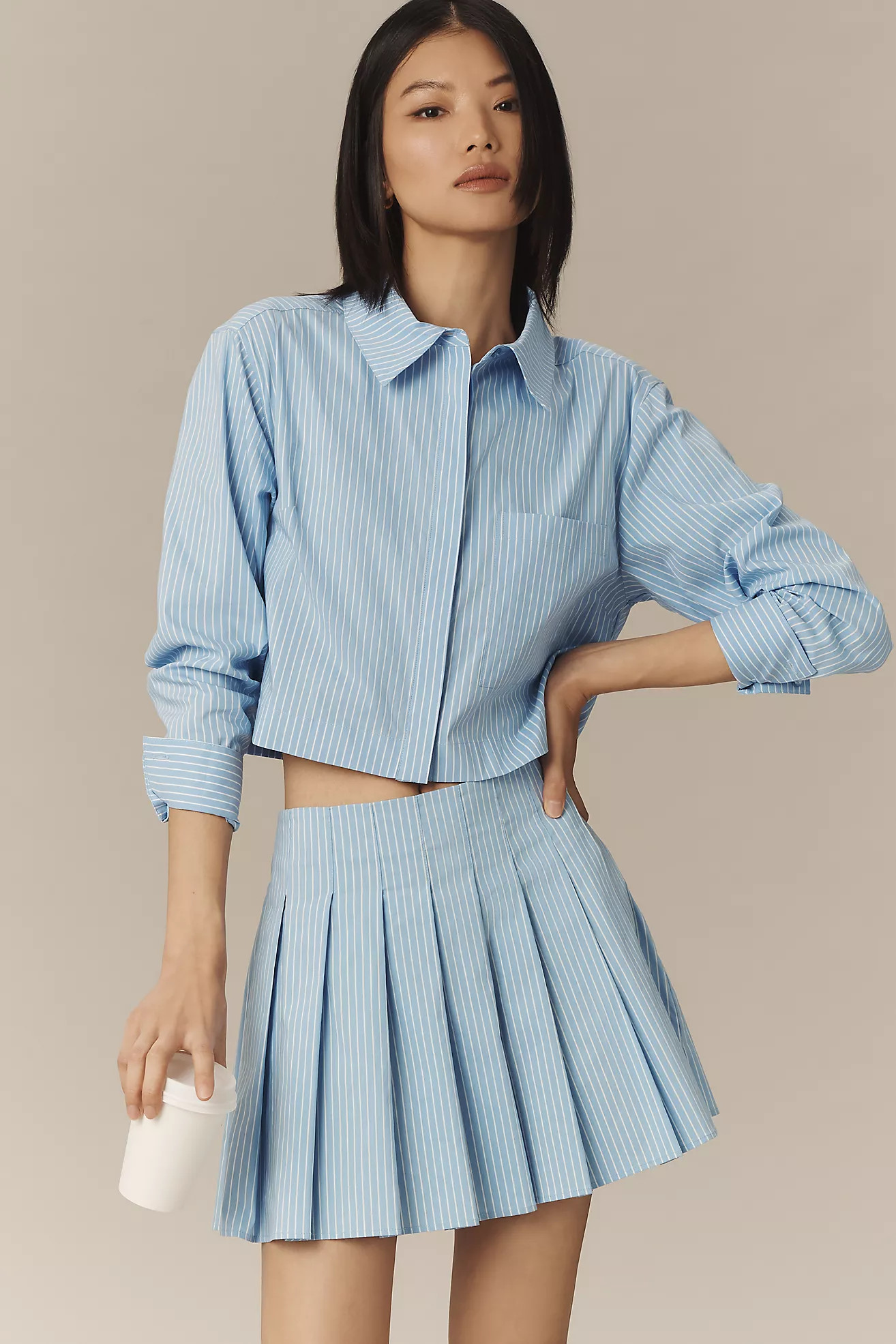 Maeve Long-Sleeve Collared Striped Blouse | Anthropologie (US)