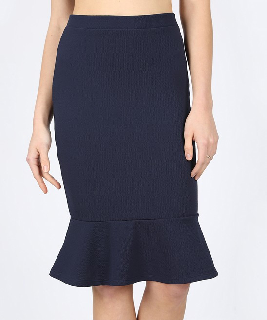 Navy Liverpool Peplum Skirt - Women | Zulily