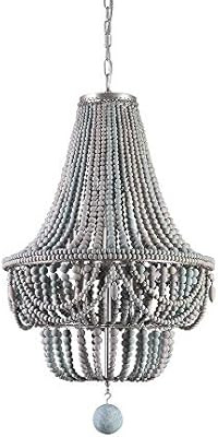 Lovedima Retro Classic Wood Beaded Basket 8-Light Chandelier in Gray&Blue/White (Gray/Blue) | Amazon (US)