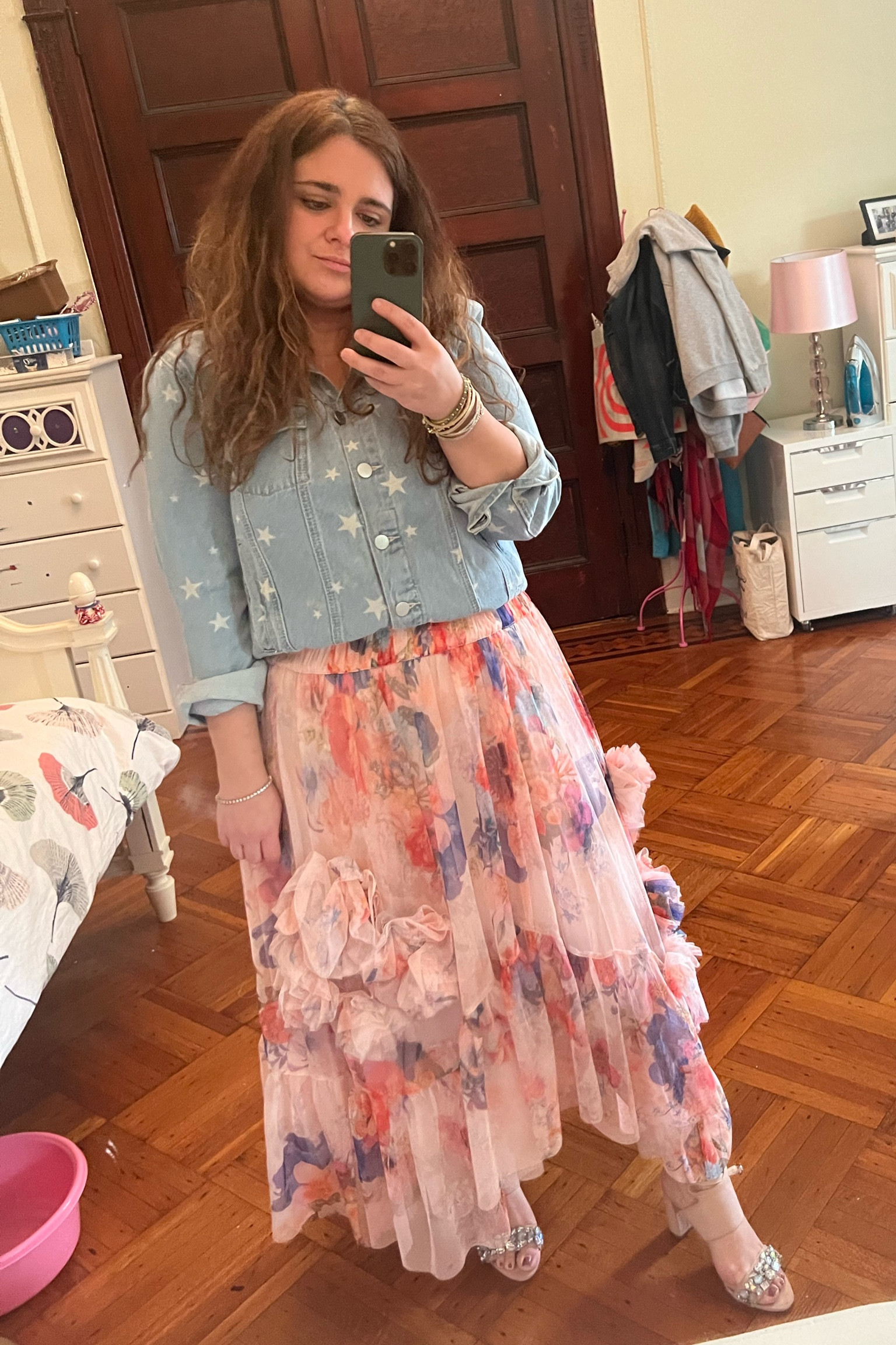 Anthropologie ruffled floral skirt (sz M)