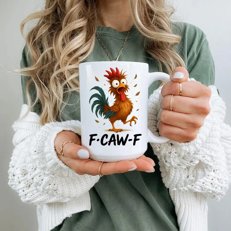 Funny F-Caw-ny Chicken Coffee Mug | Farm Animal Meme | Etsy (US)