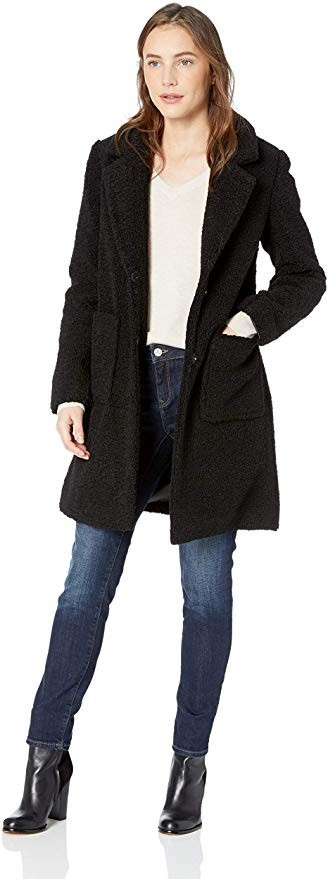 French Connection Women's 3/4 Faux Shearling Coat | Amazon (US)