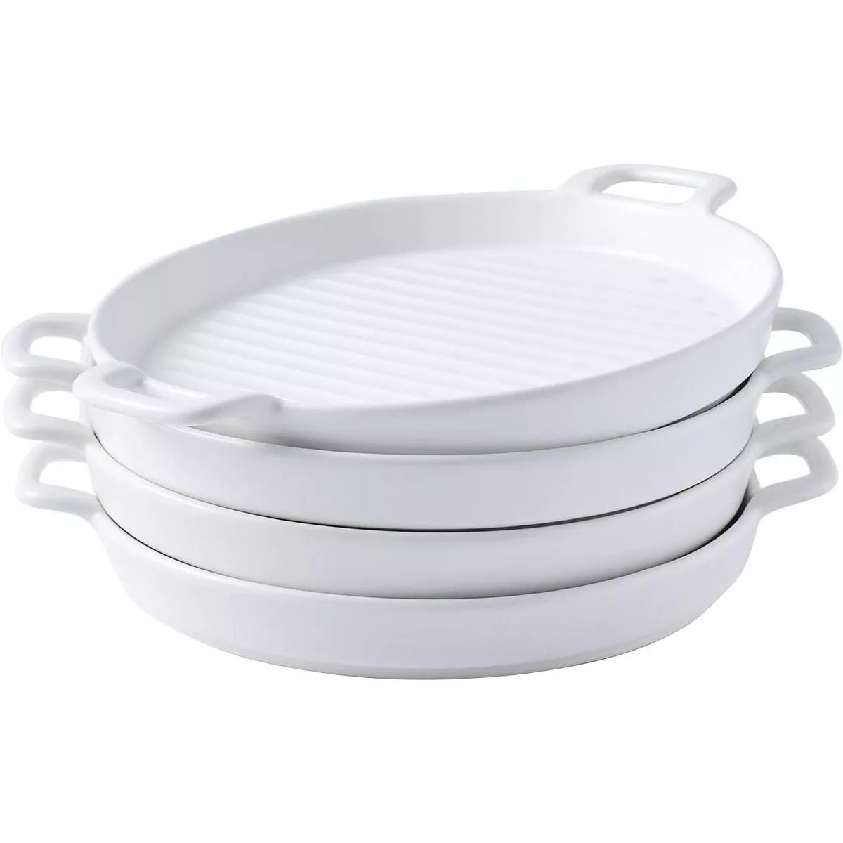 Bruntmor 8" Round Porcelain Matte Glaze Baking Dish/Plates, Set Of 4, White | Target
