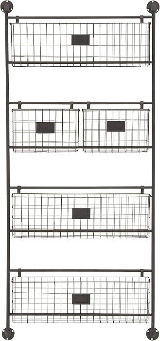 Deco 79 Metal Tall Wire 5 Slot Magazine Rack Holder with Suspended Baskets and Label Slots, 27" x... | Amazon (US)