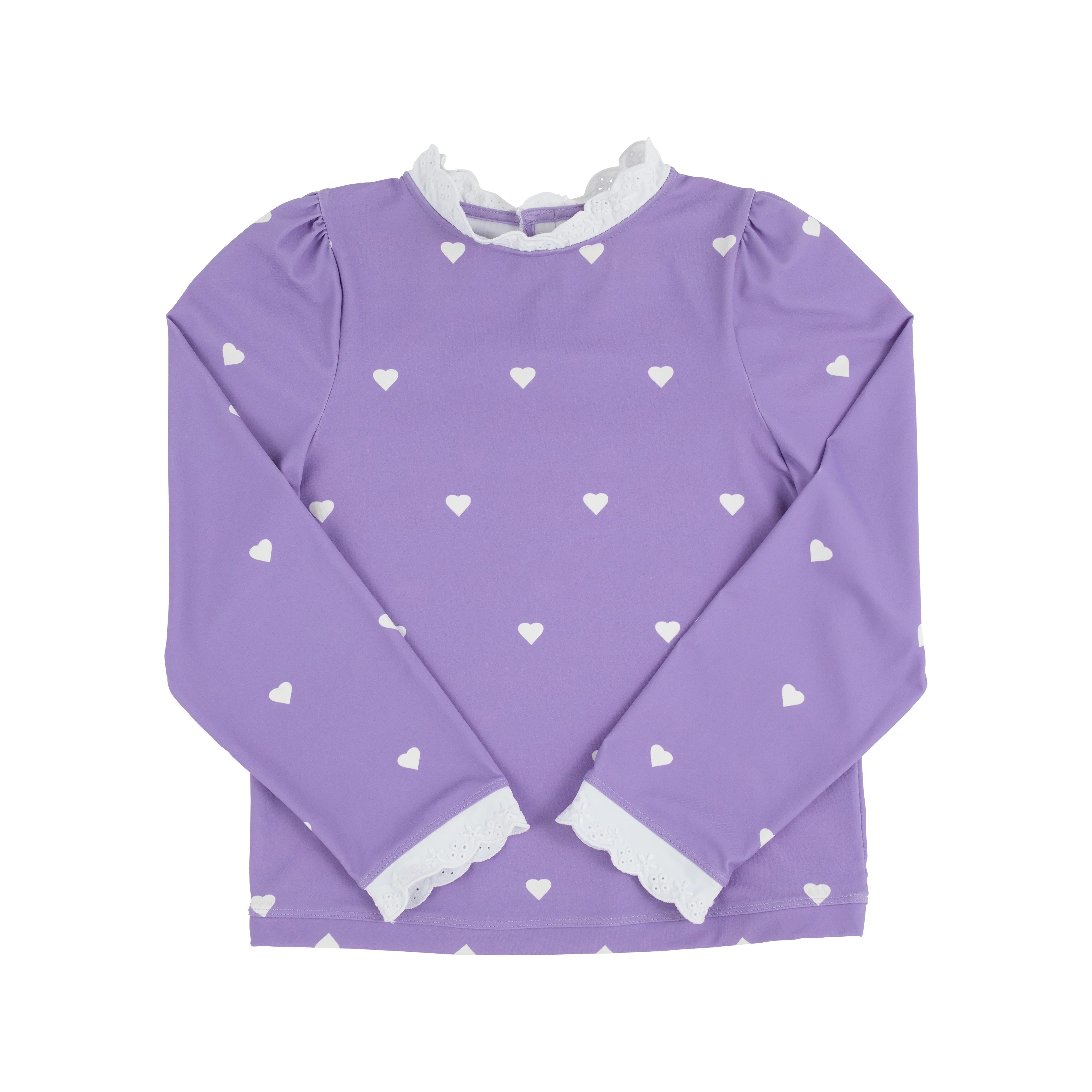 Winnie's Wave Spotter Swim Shirt (UPF 35+) - Heart Eyes (Palisades Purple) with Worth Avenue Whit... | The Beaufort Bonnet Company