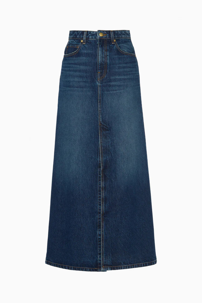 The Anais Denim Mid Rise Maxi Skirt - Nile | Ulla Johnson