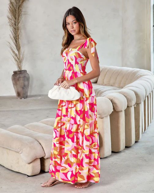 Under The Bold Sky Printed Smocked Maxi Dress | VICI Collection