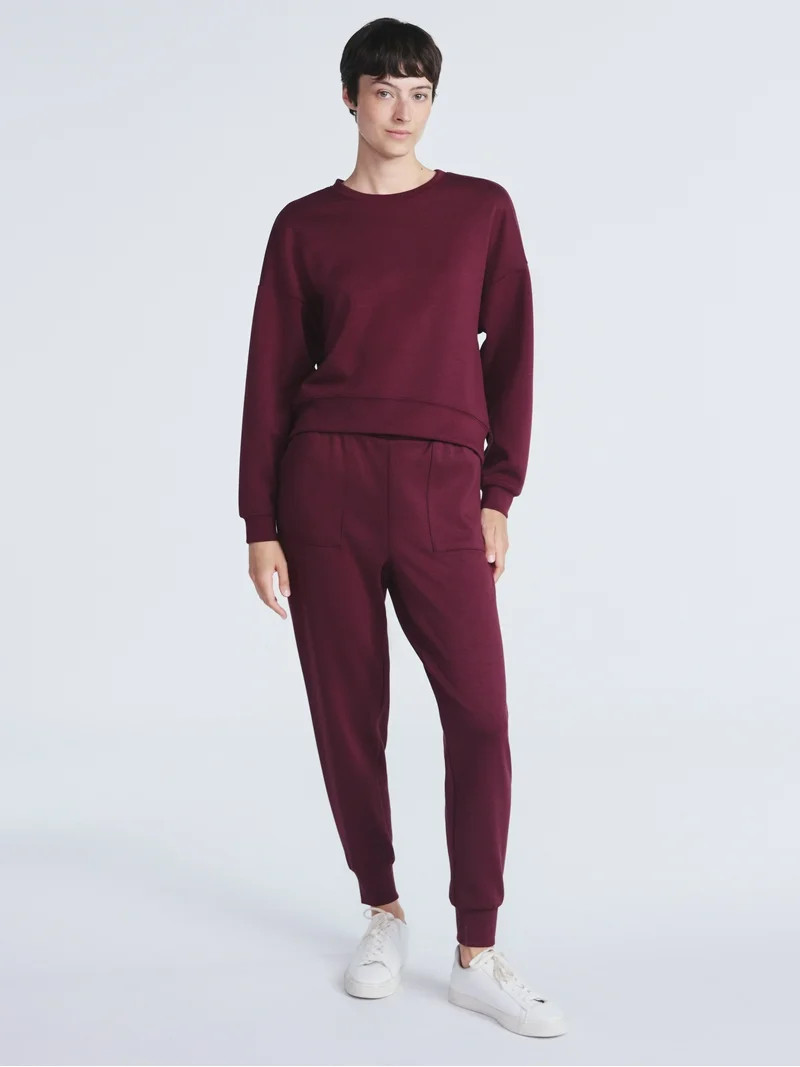 Scoop Women's and Women's Plus New Scubaknit Cropped Sweatshirt with Drop Sleeves, Sizes XS-4X | Walmart (US)
