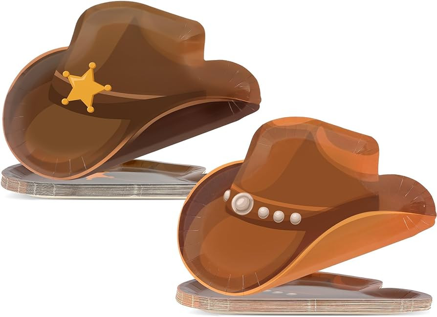 50Pcs Cowboy Paper Plates Western Cowboy Hat Plates Wild West Theme Birthday Decorations Cowgirl ... | Amazon (US)
