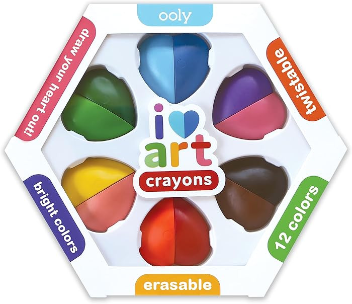 Ooly I Heart Art Erasable Crayons, Twistable Kids Coloring Kit, 12 Bright Colors, Gifts for Kids | Amazon (US)