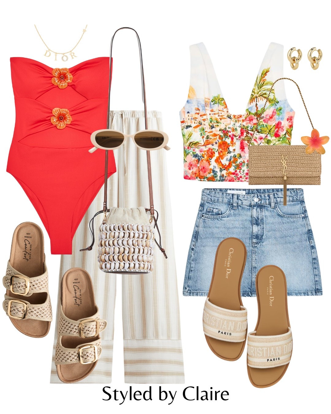 Trending Colour = CORAL🌺
Tags: Zara flower swimsuit linen stripe drawstring trousers H&M raffia sandals new look knit tie top denim skirt hair claw clasp sunglasses shell bag fashion summer holiday vacation inspo outfit ideas chic women’s style city break Barcelona Dubai Ibiza prints swim swimwear bikini beach club

#LTKsummer #LTKswimwear #LTKstyletip