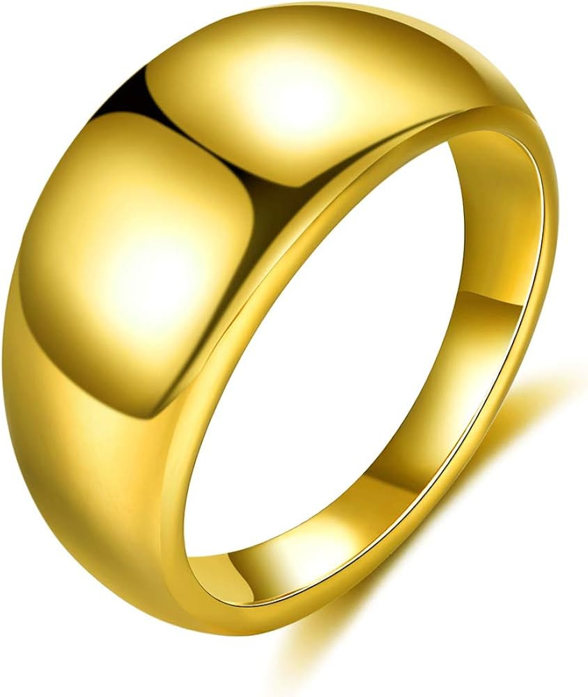 Chunky Dome Thick Ring for Women Croissant Braided Twisted Signet Rings 18K Gold Plated Minimalist S | Amazon (US)