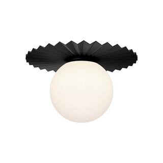 ALORA MOOD Plume 14 in. 1 Light 60-Watt Matte Black/Opal Matte Glass Flush Mount FM501214MBOP - T... | The Home Depot