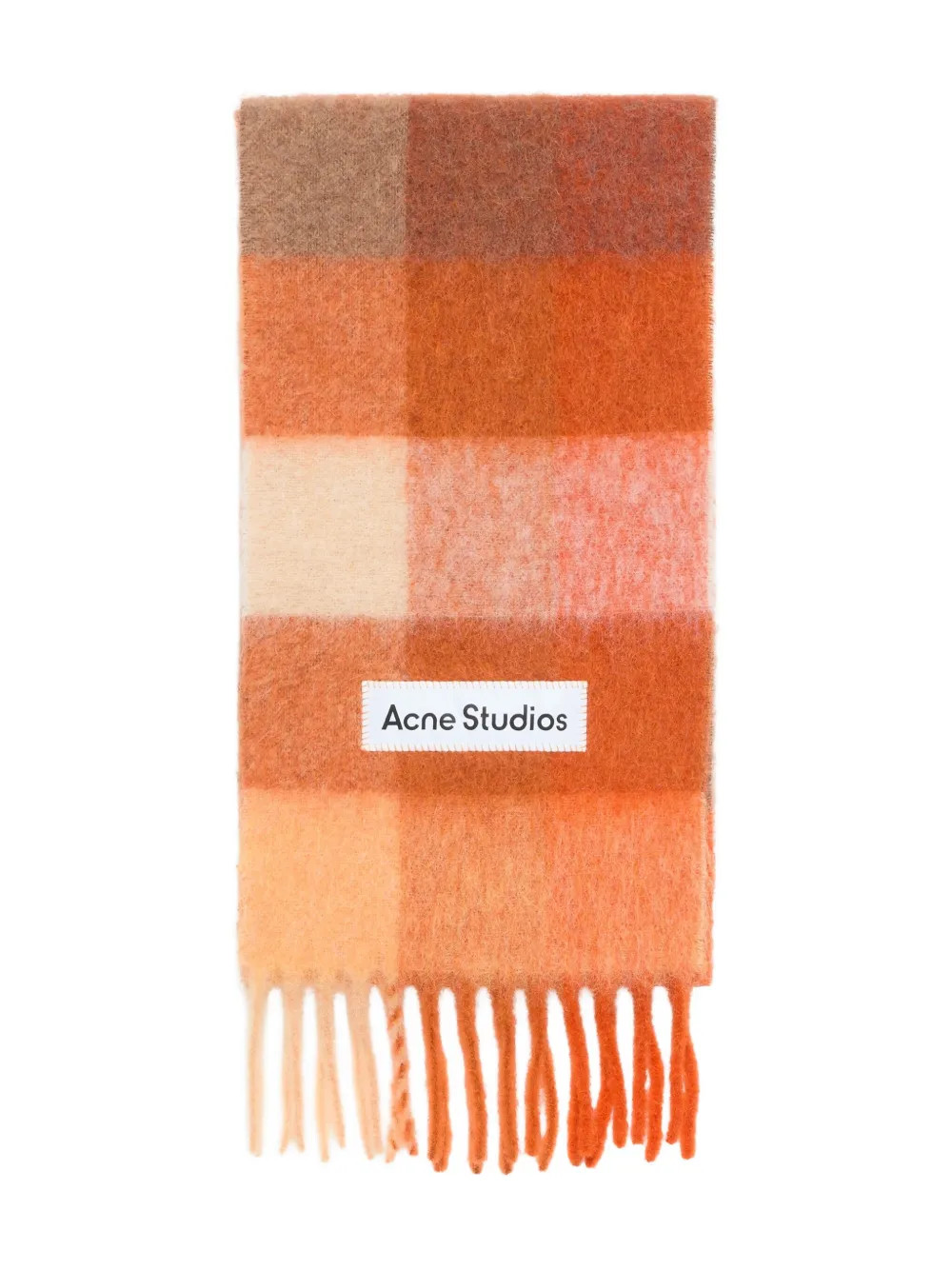 Acne Studios Checked Fringed Scarf | Orange | FARFETCH | Farfetch Global