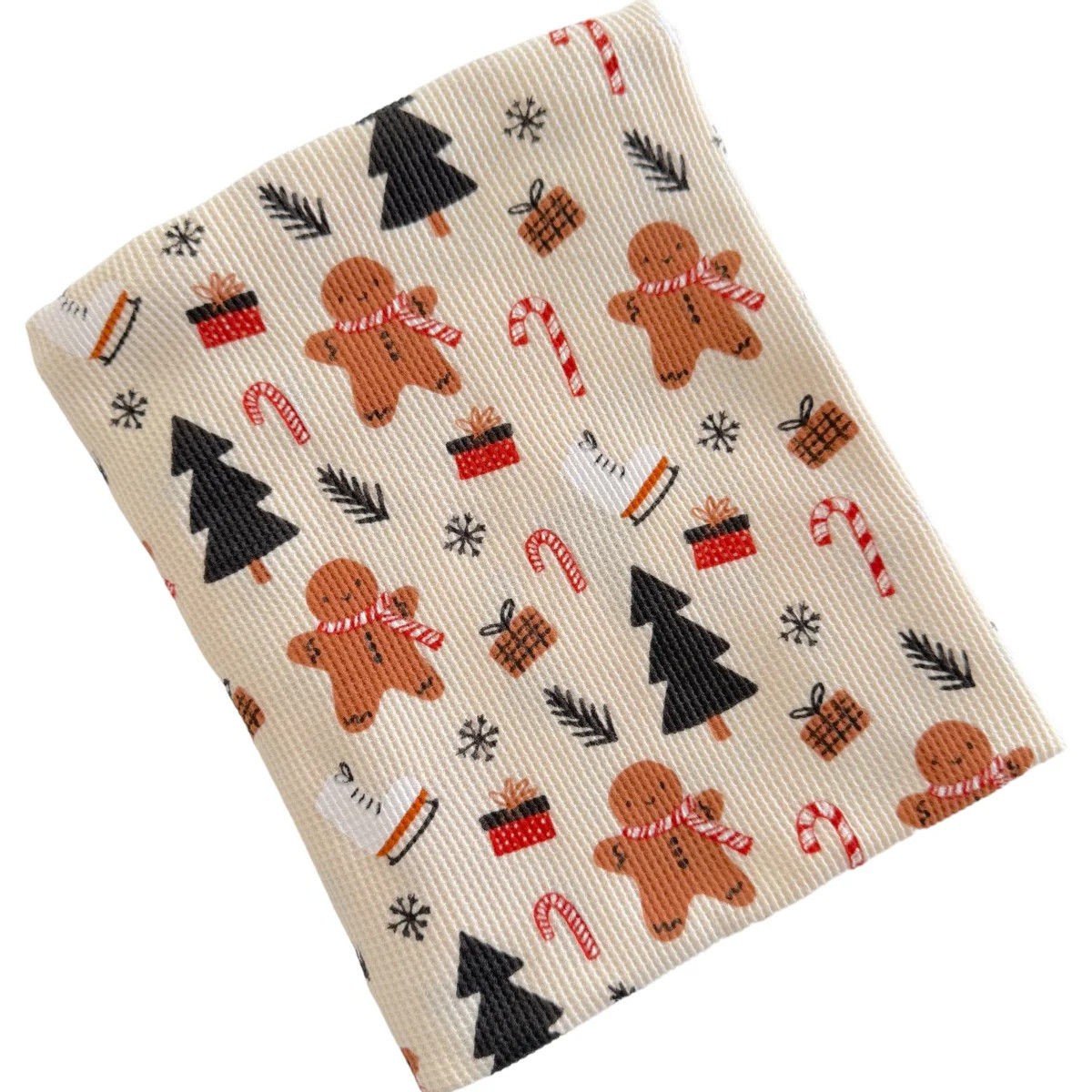 Organic Cotton Waffle Swaddle, Gingerbread Wonderland Snow | SpearmintLOVE