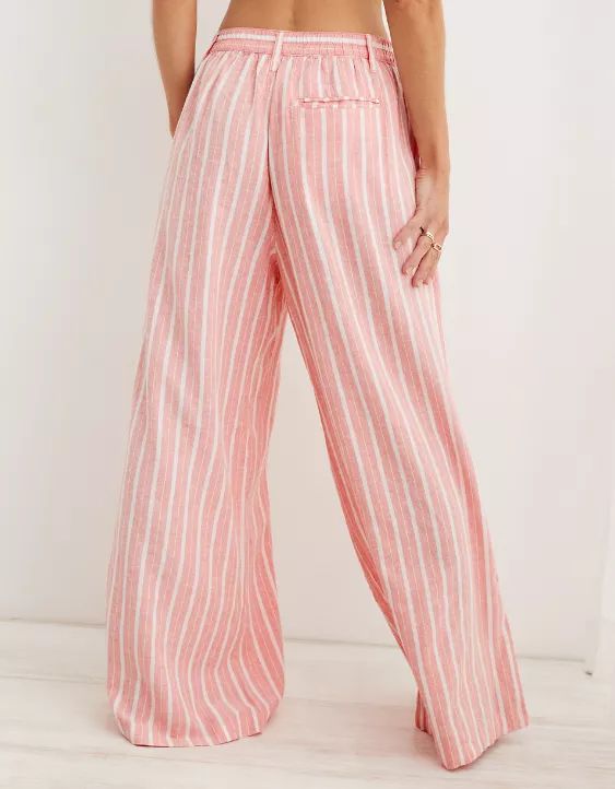 Aerie Pool-To-Party Linen Edition High Waisted Trouser | American Eagle Outfitters (US & CA)