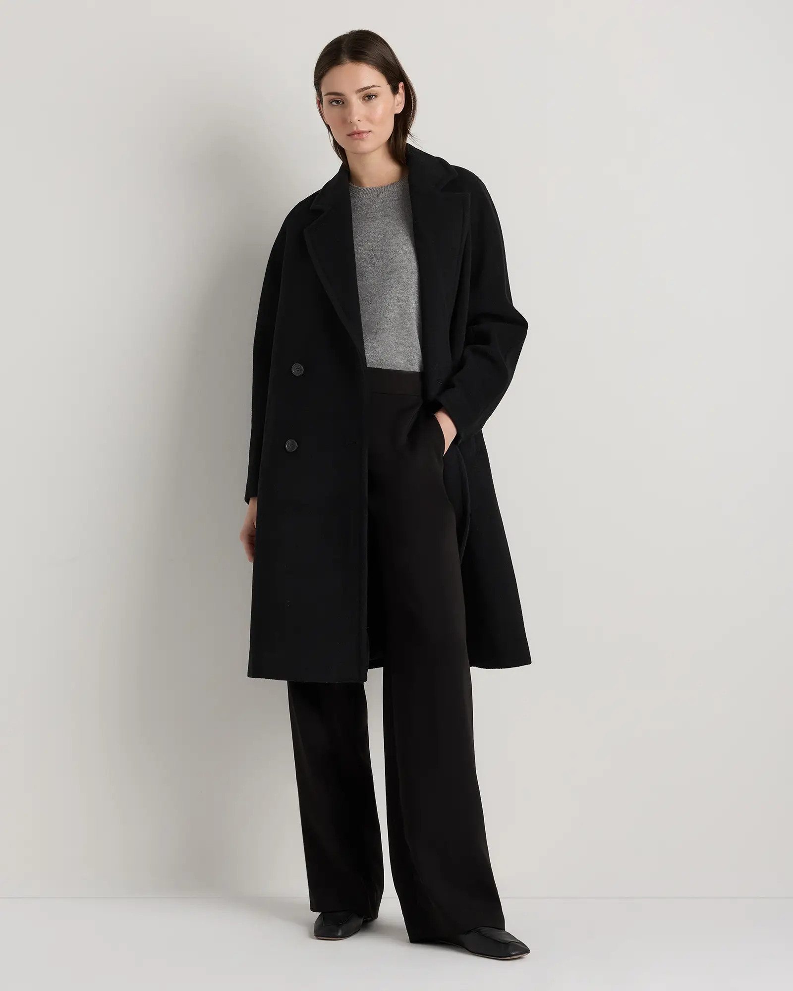Wool Cashmere Double-Breasted Slouch Coat | Quince