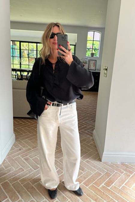 White baggy jeans + black silk blouse | Agolde | white jeans outfit | summer outfit 

#LTKsummer #LTKeurope #LTKover50style