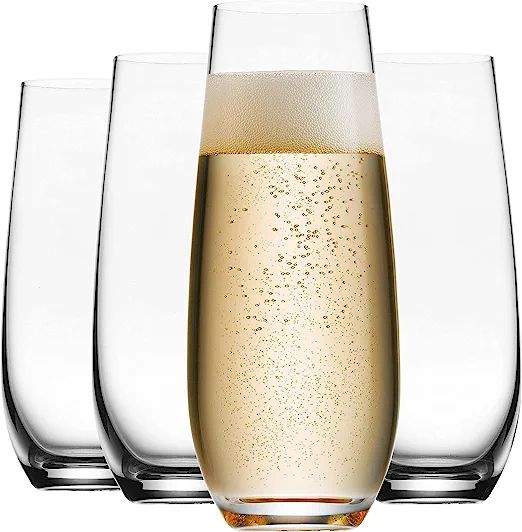 Godinger Champagne Glasses, European Made Champagne Glass, Stemless Champagne Flutes - Set of 4 | Amazon (US)