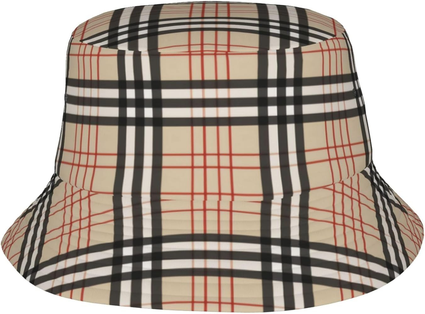 Beige Red Argyle Tartan Plaid Fisherman Hat Bucket Hat Unisex Printed Outdoor Sun Cap | Amazon (US)