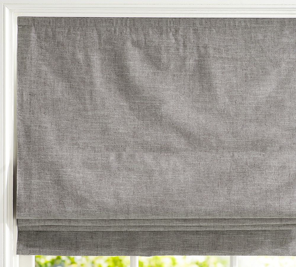 Custom Emery Linen Cordless Roman Blackout Shade | Pottery Barn (US)