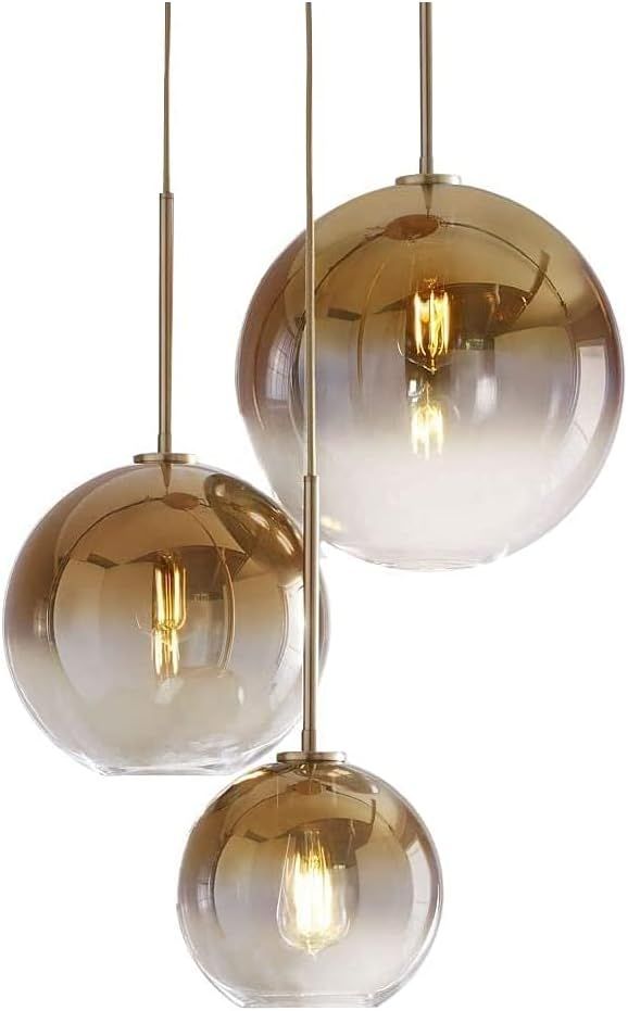 KCO Lighting Modern 3-Pack Gold Globe Pendant Lighting Adjustable Length Lamp LED Farmhouse Light... | Amazon (US)