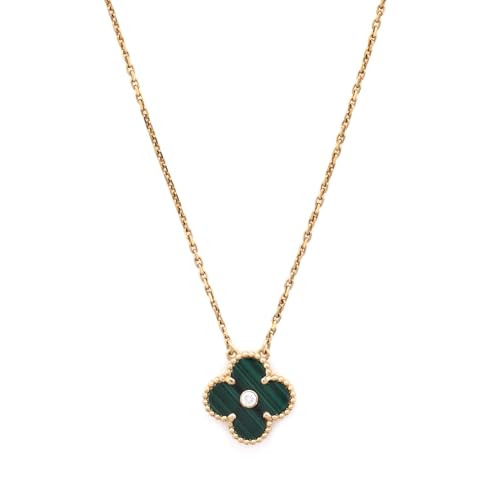 Van Cleef & Arpels, Pre-Loved Vintage Alhambra Pendant Necklace 18K Yellow Gold and Malachite with Diamond, Yellow Gold | Amazon (US)
