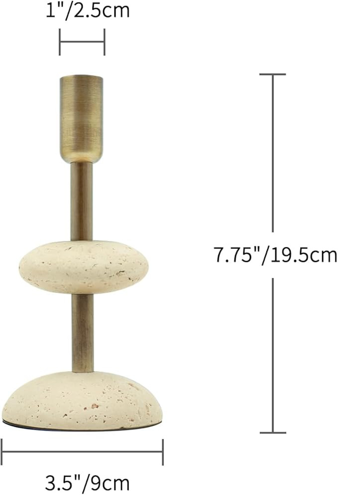 Travertine Brass Candlestick Holders, Marble Taper Candle Holder for Dining Table Décor, Decorat... | Amazon (US)