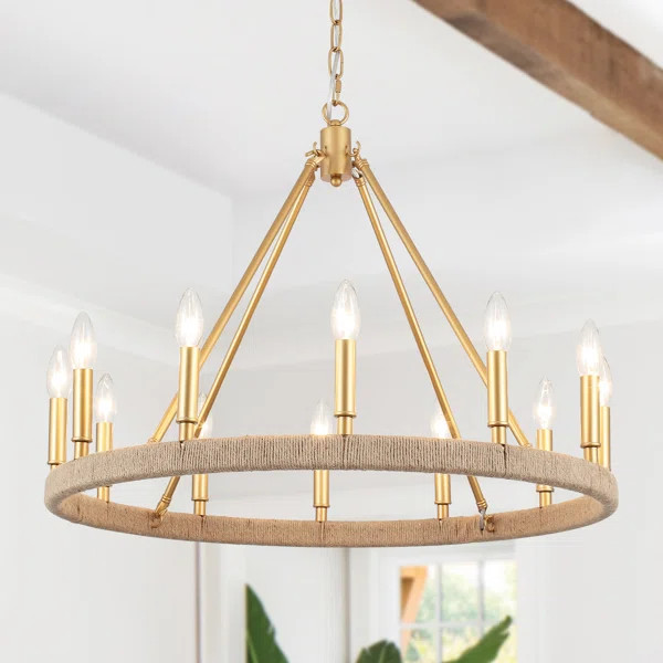Hendon 12 - Light Dimmable Kitchen Island Wagon Wheel Chandelier | Wayfair North America