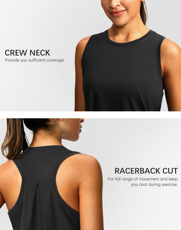 Women's Workout Tops Racerback Athletic Tank Tops Sleeveless Loose Fit Yoga Running Gym Shirts fo... | Amazon (US)