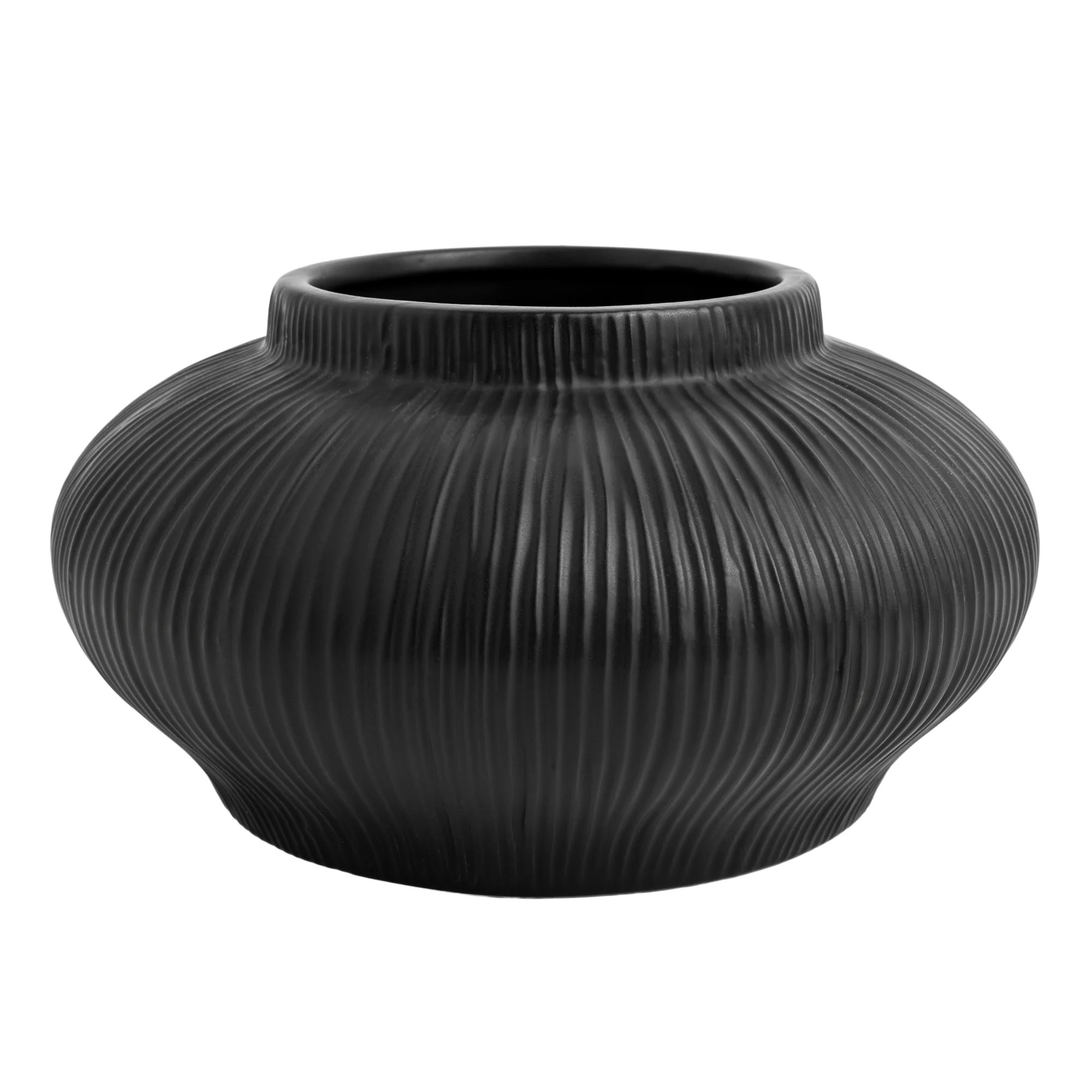 Better Homes & Gardens Soft Curve Black Ribbed Ceramic Decorative Vase, 4" | Walmart (US)