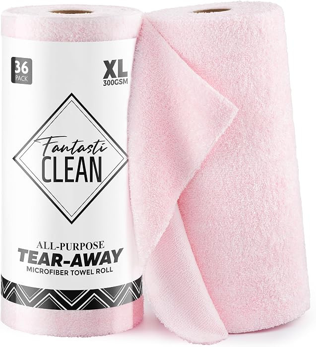 Fantasticlean Thick Microfiber Cleaning Cloth Roll, 12'' by 12''- 36 Sheets, Premium Detailing To... | Amazon (US)