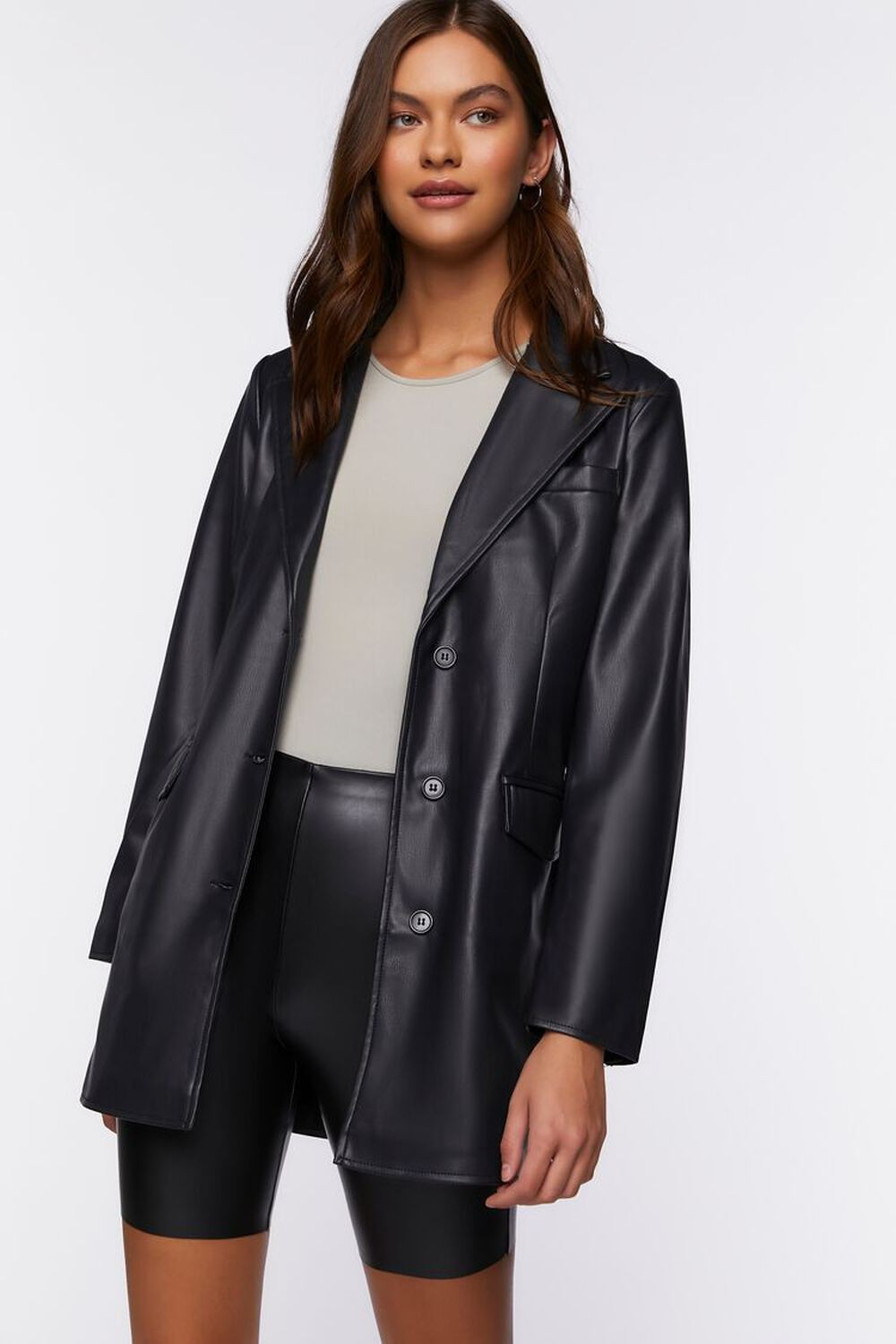 Faux Leather Belted Blazer | Forever 21 (US)