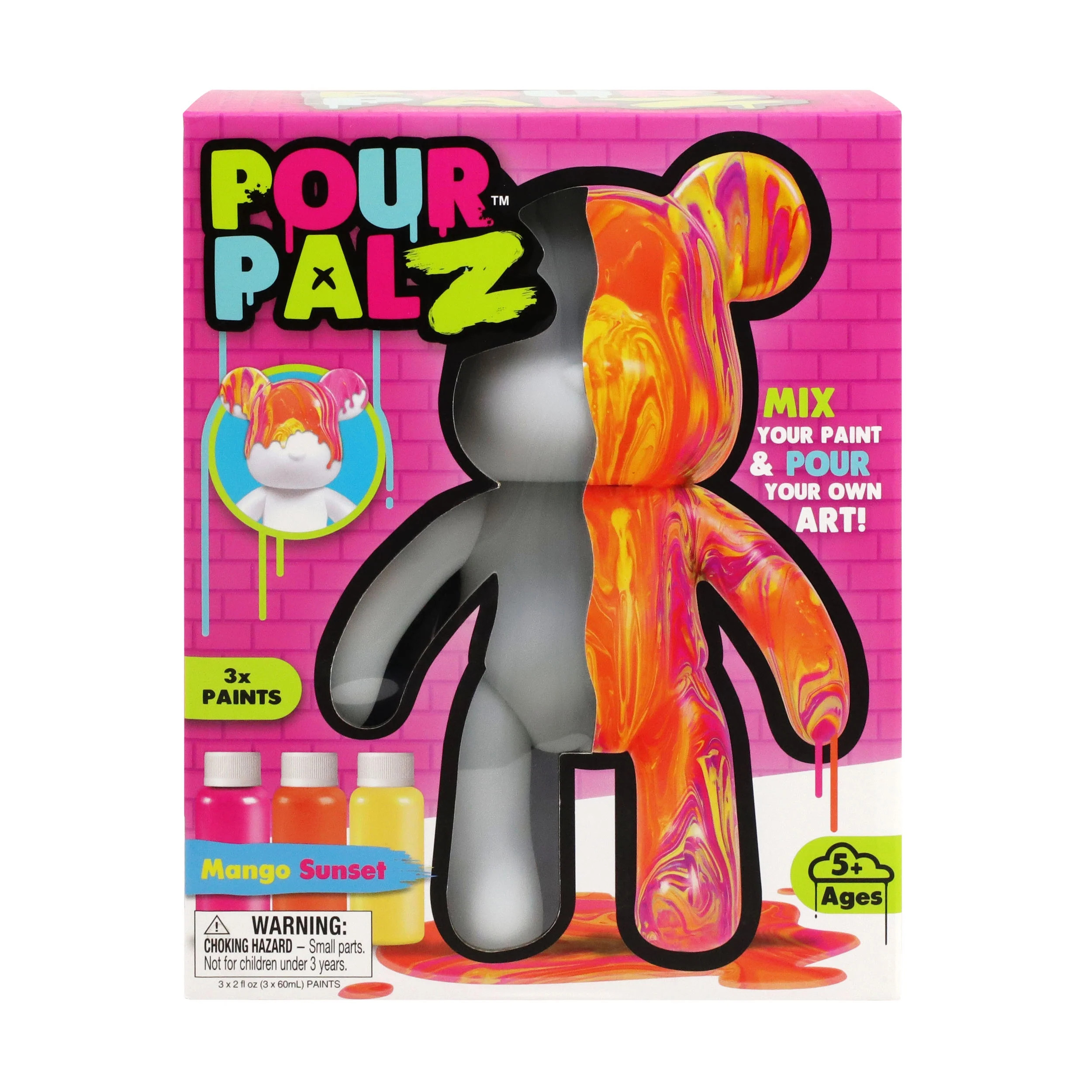 Pour Palz 9” Bear, Mango Sunset, DIY Paint & Pour Craft Kit for Kids Ages 5+ | Walmart (US)