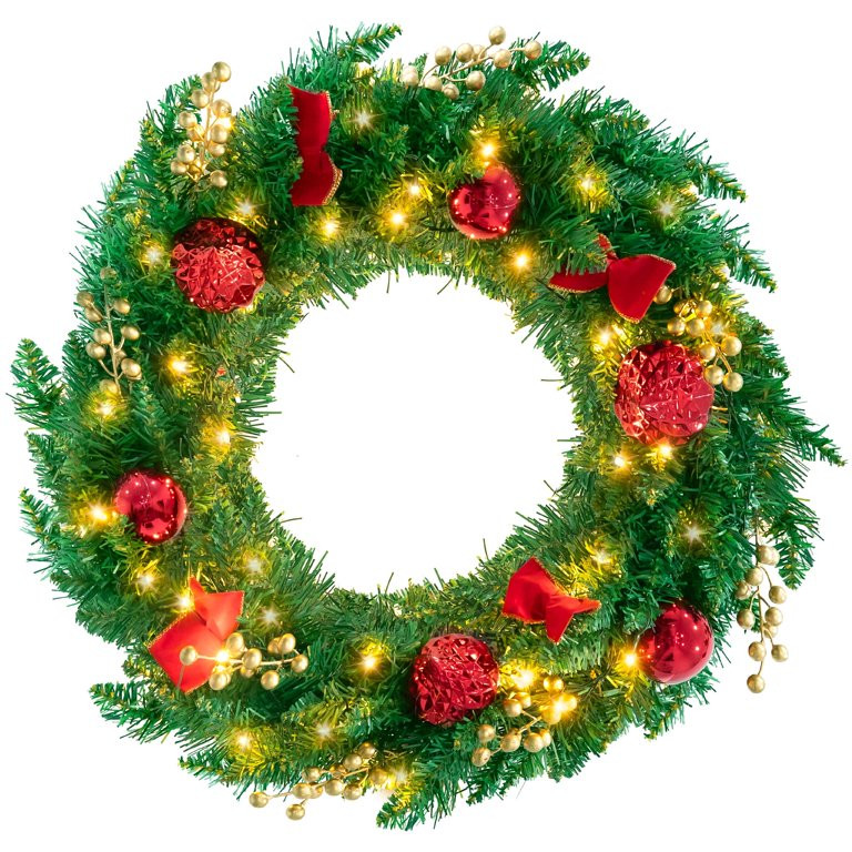 Yexmas 24" Lighted Christmas Wreaths,Lighted Christmas Wreath,Battery Powered Christmas Wreaths f... | Walmart (US)