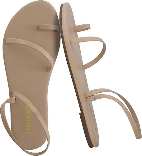 CUSHIONAIRE CHAI Flat Strappy Sandals for Women, Comfortable Dressy Summer Slip-On Sandal with Me... | Amazon (US)