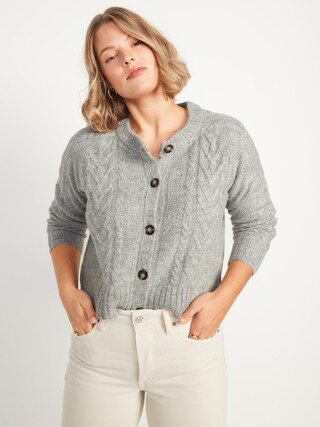 Cropped Cable-Knit Cardigan Sweater for Women | Old Navy (US)