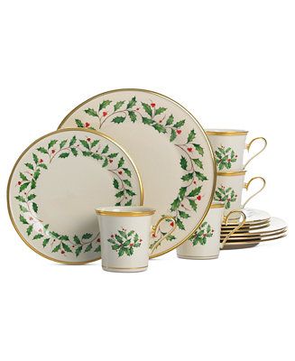 Lenox Holiday 12-Piece Plate & Mug Set & Reviews - Fine China - Macy's | Macys (US)