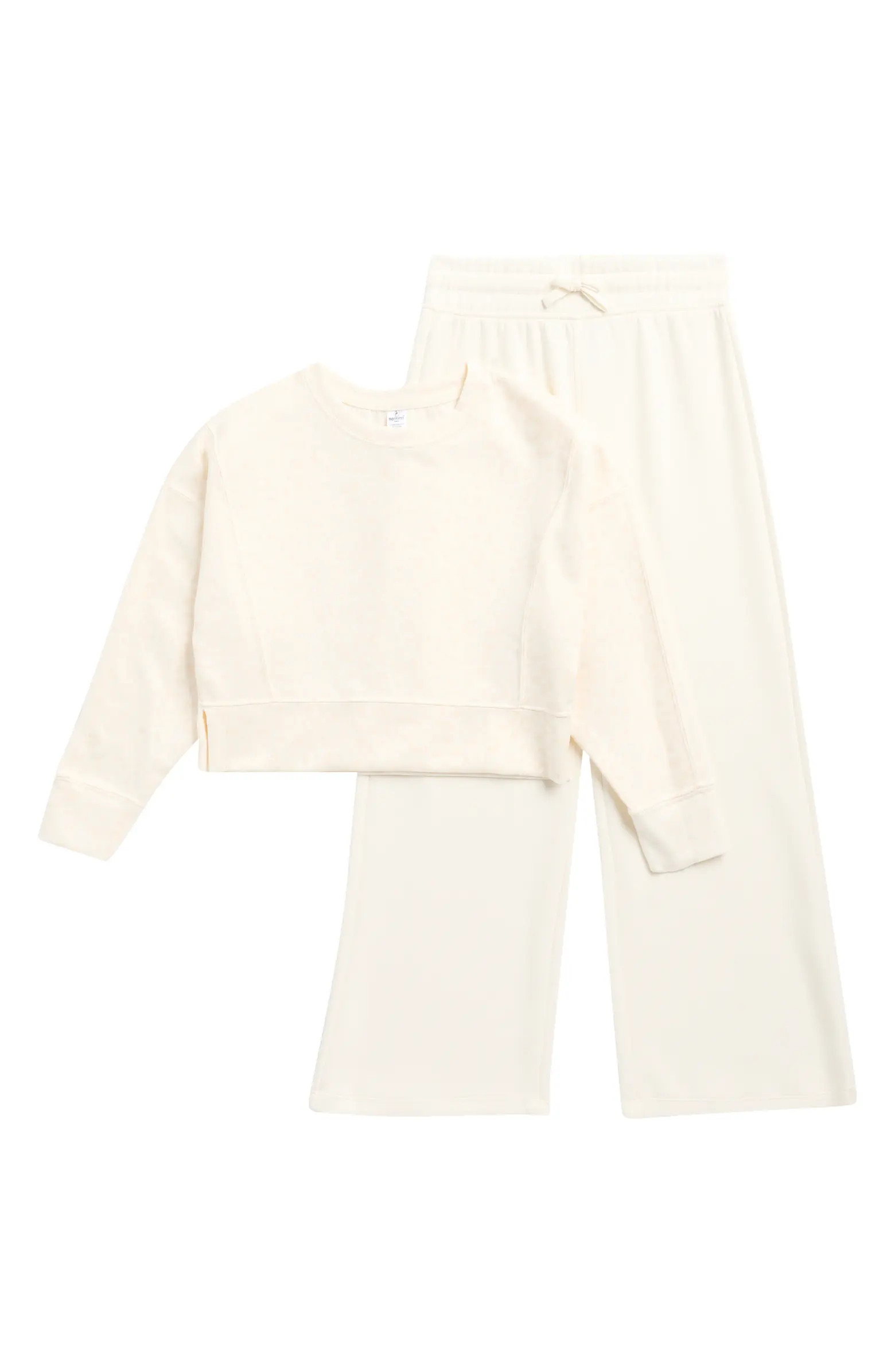90 DEGREE BY REFLEX Kids' Scuba Crop Sweatshirt & Drawstring Pants Set | Nordstromrack | Nordstrom Rack