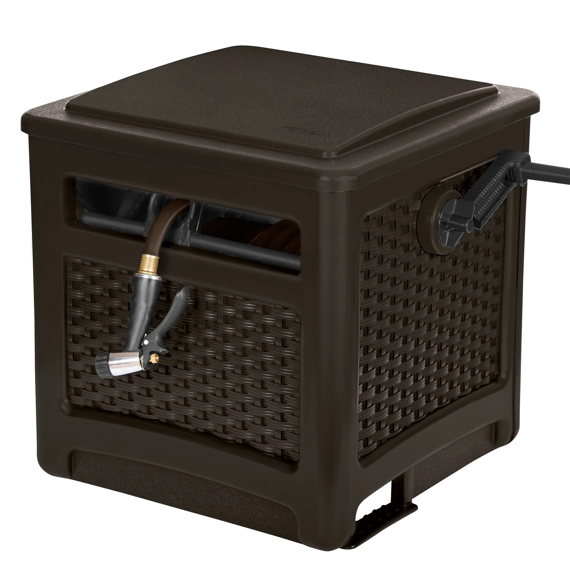 Suncast 225 ft. Smart Trak Wicker Garden Hose Reel Guide and Hideaway, Java Brown - Walmart.com | Walmart (US)