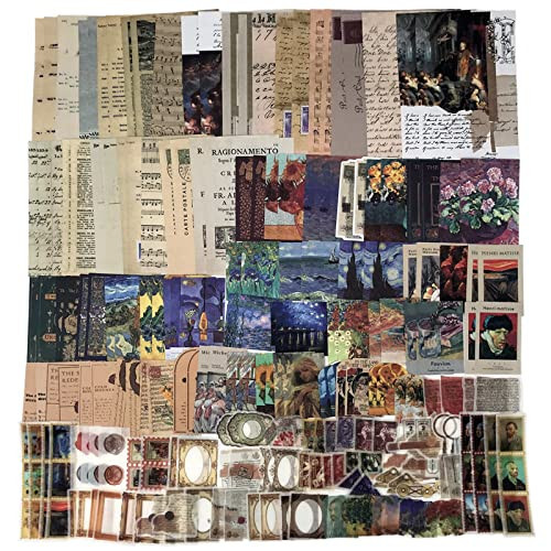 Esweny 200PCS Vintage Scrapbooking Supplies Kit for Journaling, Junk Journal Planners Aesthetic Cottagecore Room Decor Wall Art Collage Album(Artistic) | Amazon (US)
