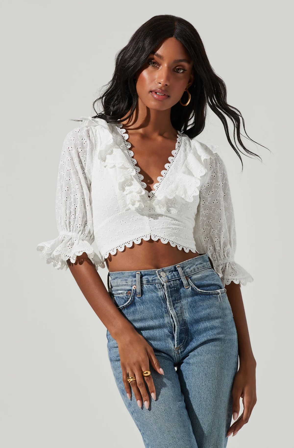 Eyelet Lace Up Back Top | ASTR The Label (US)