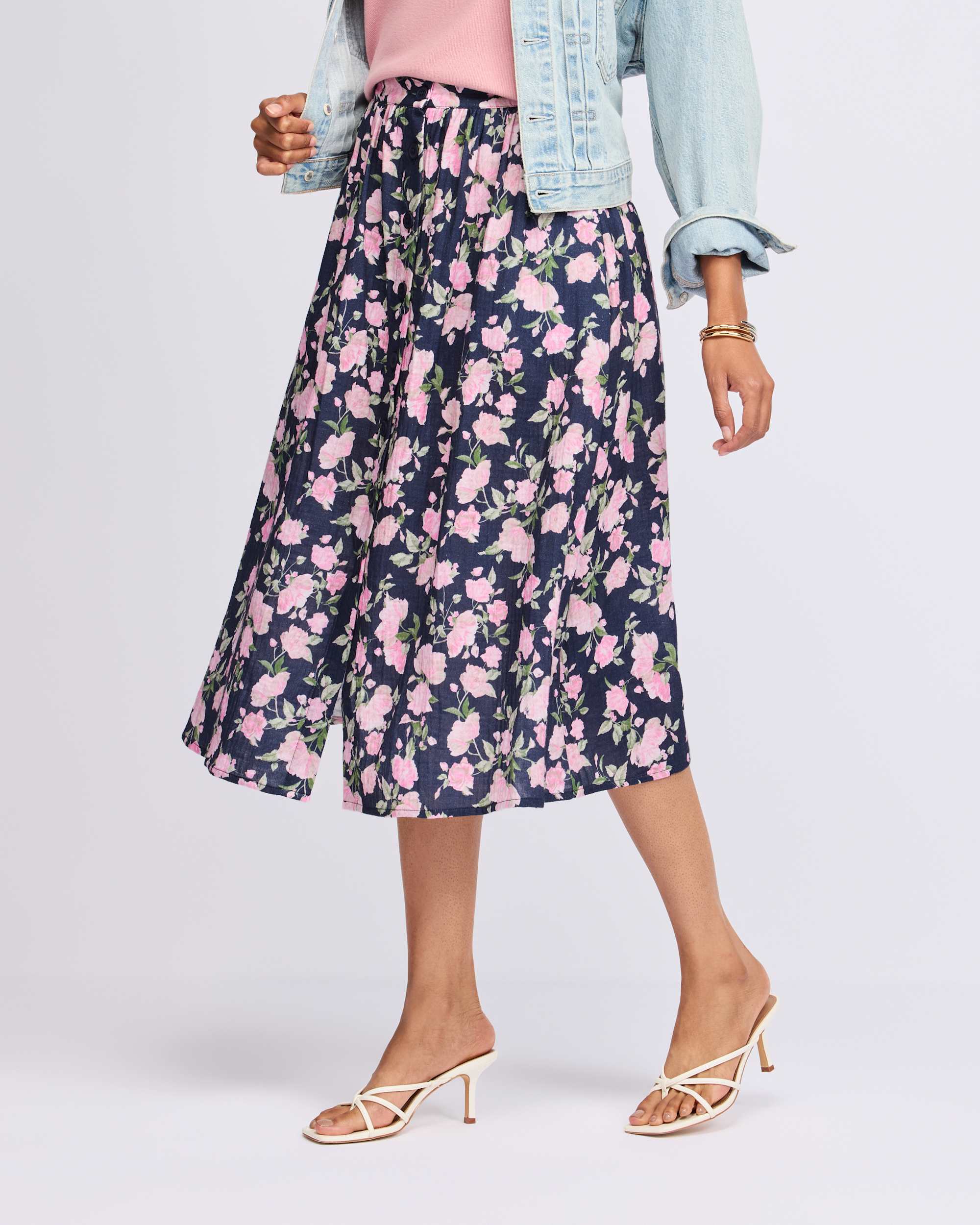 Ella Button Detail Midi Skirt | Stitch Fix
