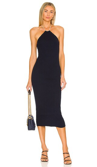 Elizabeth Pearl Neck Midid Dress in Sapphire Blue | Revolve Clothing (Global)