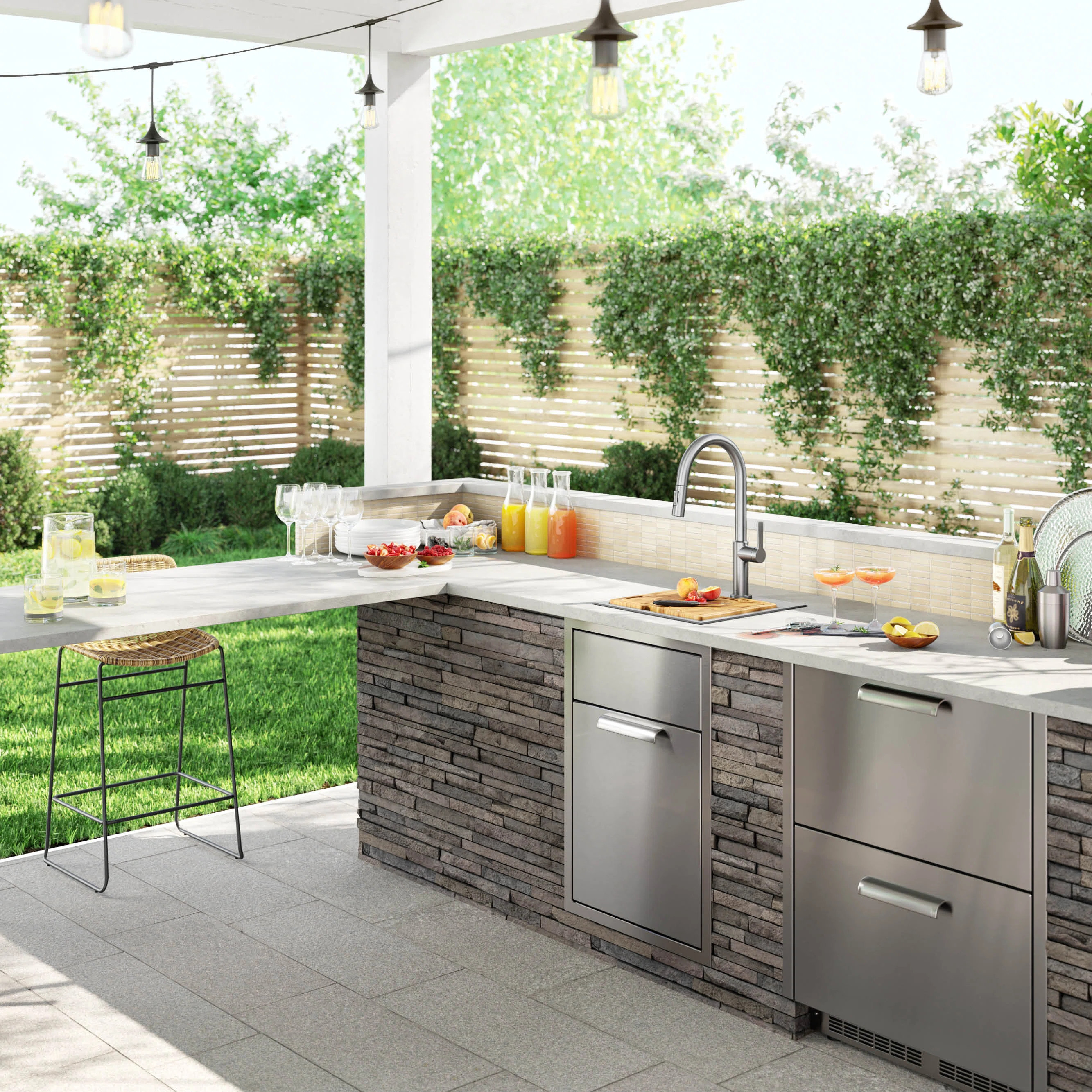 KRAUS Kore™ 15" L Outdoor Workstation Drop-In 16 Gauge Marine Grade T-316 Stainless Steel ... | Wayfair North America