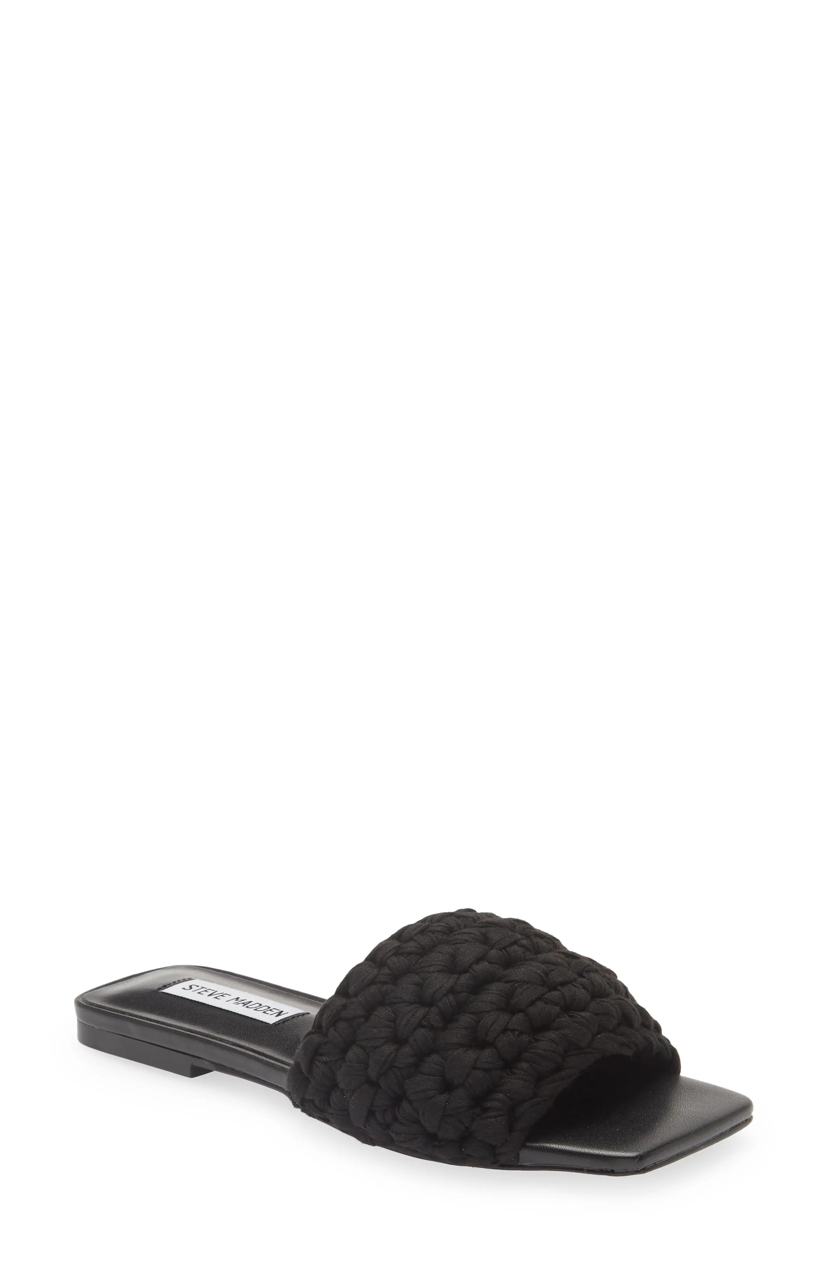 Steve Madden Maldeve Knot Slide Sandal in Black at Nordstrom, Size 7.5 | Nordstrom