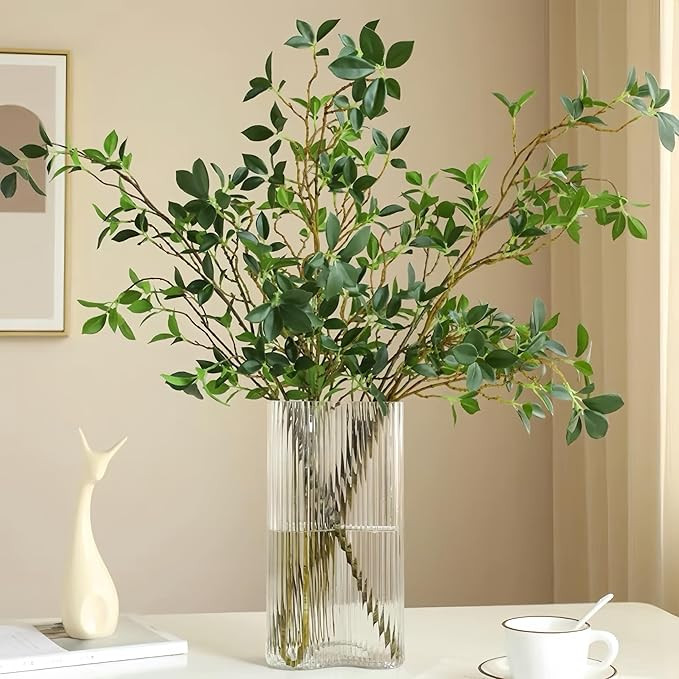 4Pcs Artificial Greens Branches for Vase, 27" Faux Twigs Tree Stems, Fake Plants Tree Branches fo... | Amazon (US)