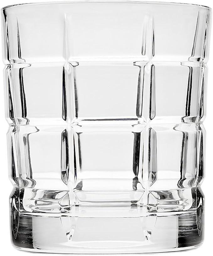 Godinger Plaid Double Old Fashioned Glasses, Set of 4, 10oz, Silver, Crystal, Reusable, Modern, T... | Amazon (US)