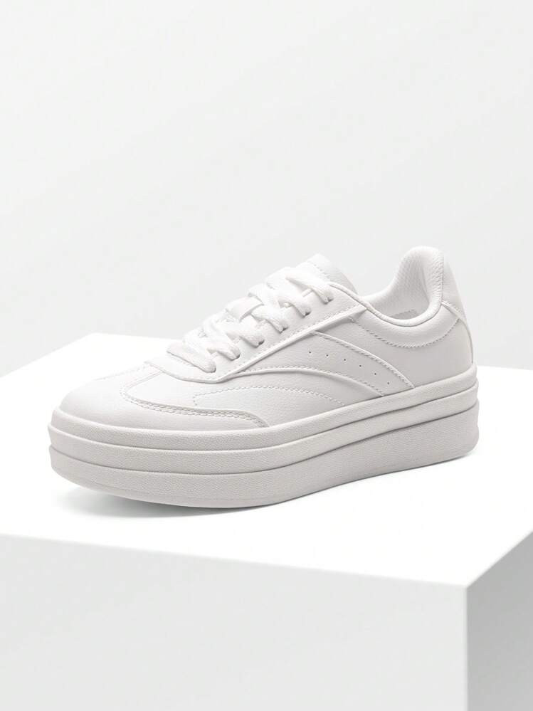 Women's Platform Walking Sneakers – Comfortable, Lace-Up Athletic Shoes For Tennis, Running, And Casual Wear. Non-Slip And Fashionable. | SHEIN